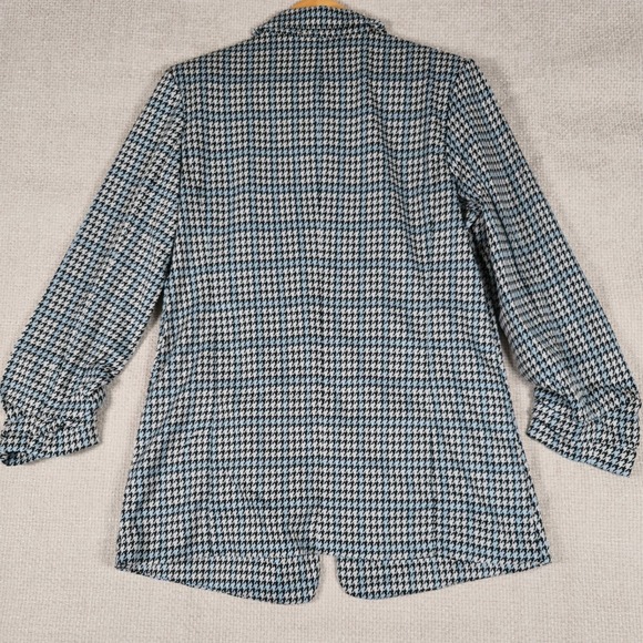 Philosophy Republic Clothing Womens Houndstooth Blazer Jacket L Black White Blue - Picture 6 of 10